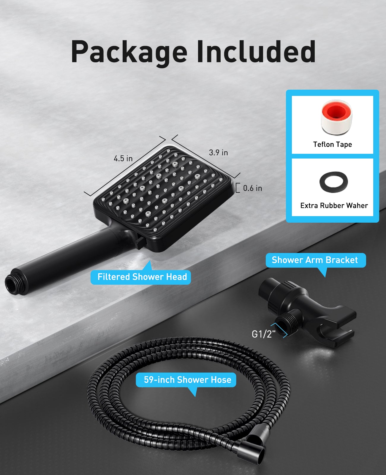 MakeFit Filtered Shower Head - 6 Modes High Pressure Handheld Shower Head with Filter Mineral Beads, Detachable Handheld Showerhead Set with Stainless Steel Hose and Shower Arm Bracket