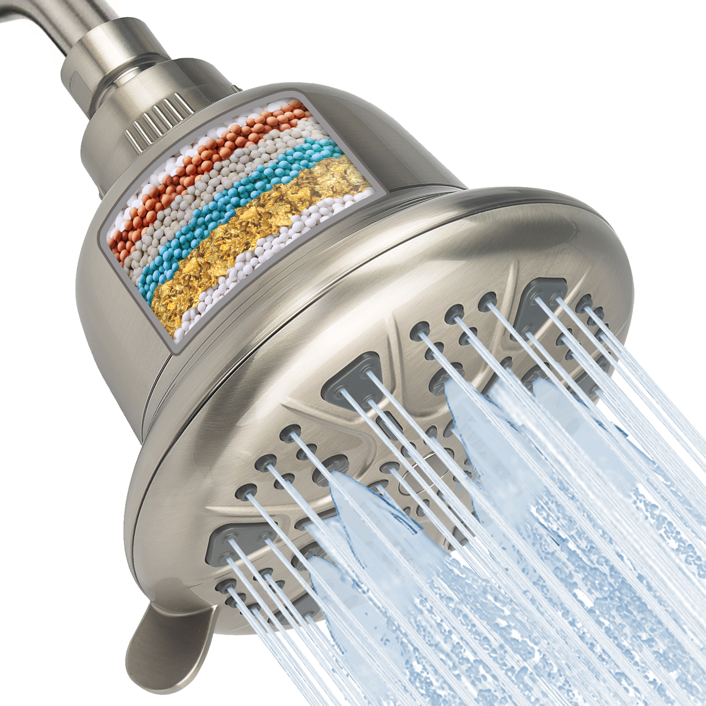 MakeFit Filtered Shower Head - High Pressure Shower Head with filter for Hard Water - Rain Shower Head Water Softener - Luxury 7 Settings Adjustable Water Filter Showerhead