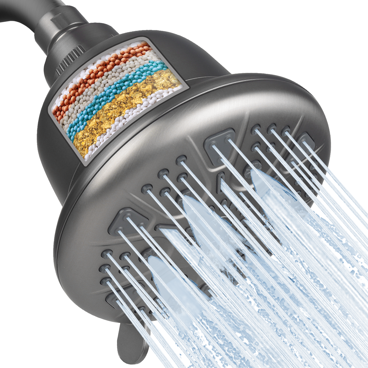 MakeFit Filtered Shower Head - High Pressure Shower Head with filter for Hard Water - Rain Shower Head Water Softener - Luxury 7 Settings Adjustable Water Filter Showerhead