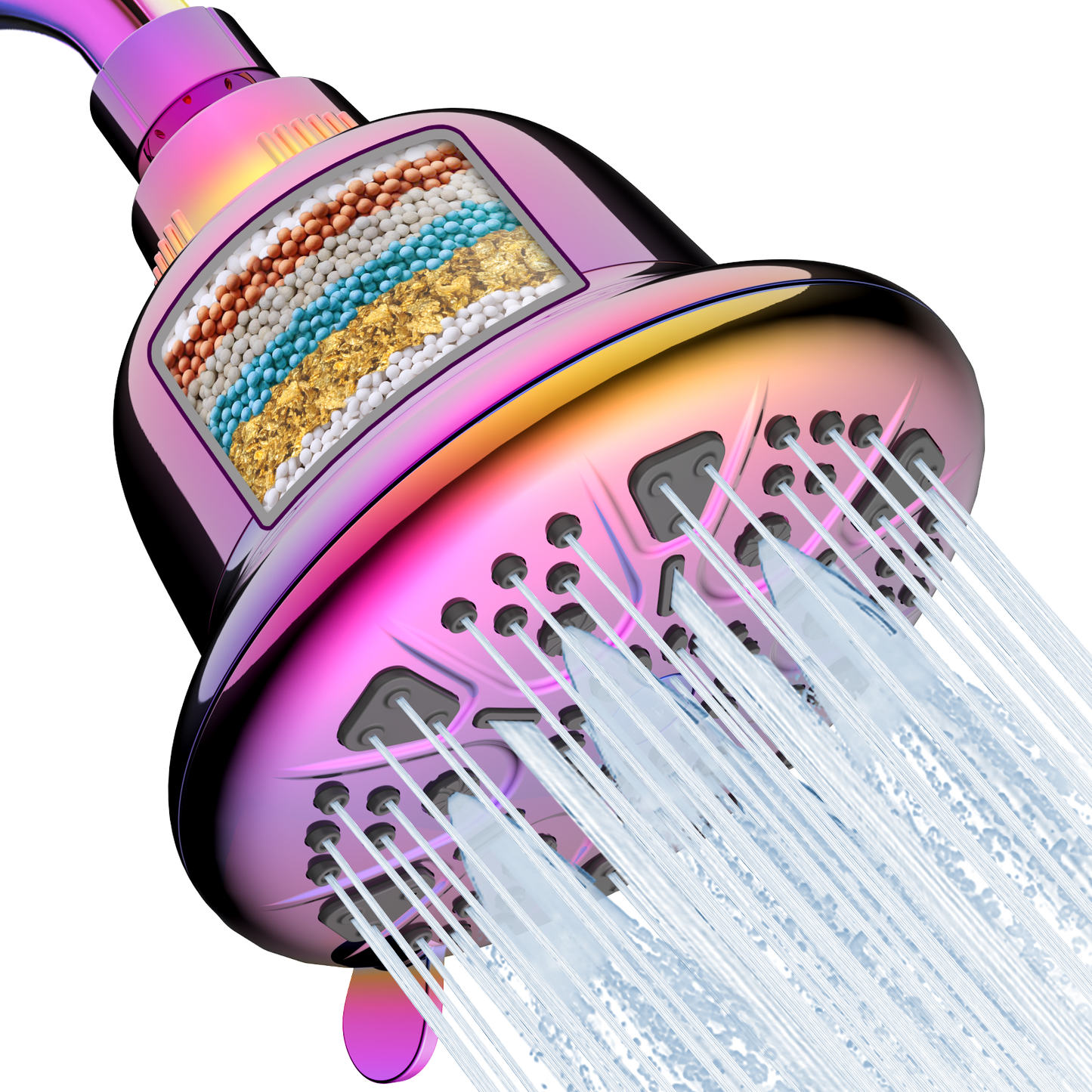 MakeFit Filtered Shower Head - High Pressure Shower Head with filter for Hard Water - Rain Shower Head Water Softener - Luxury 7 Settings Adjustable Water Filter Showerhead