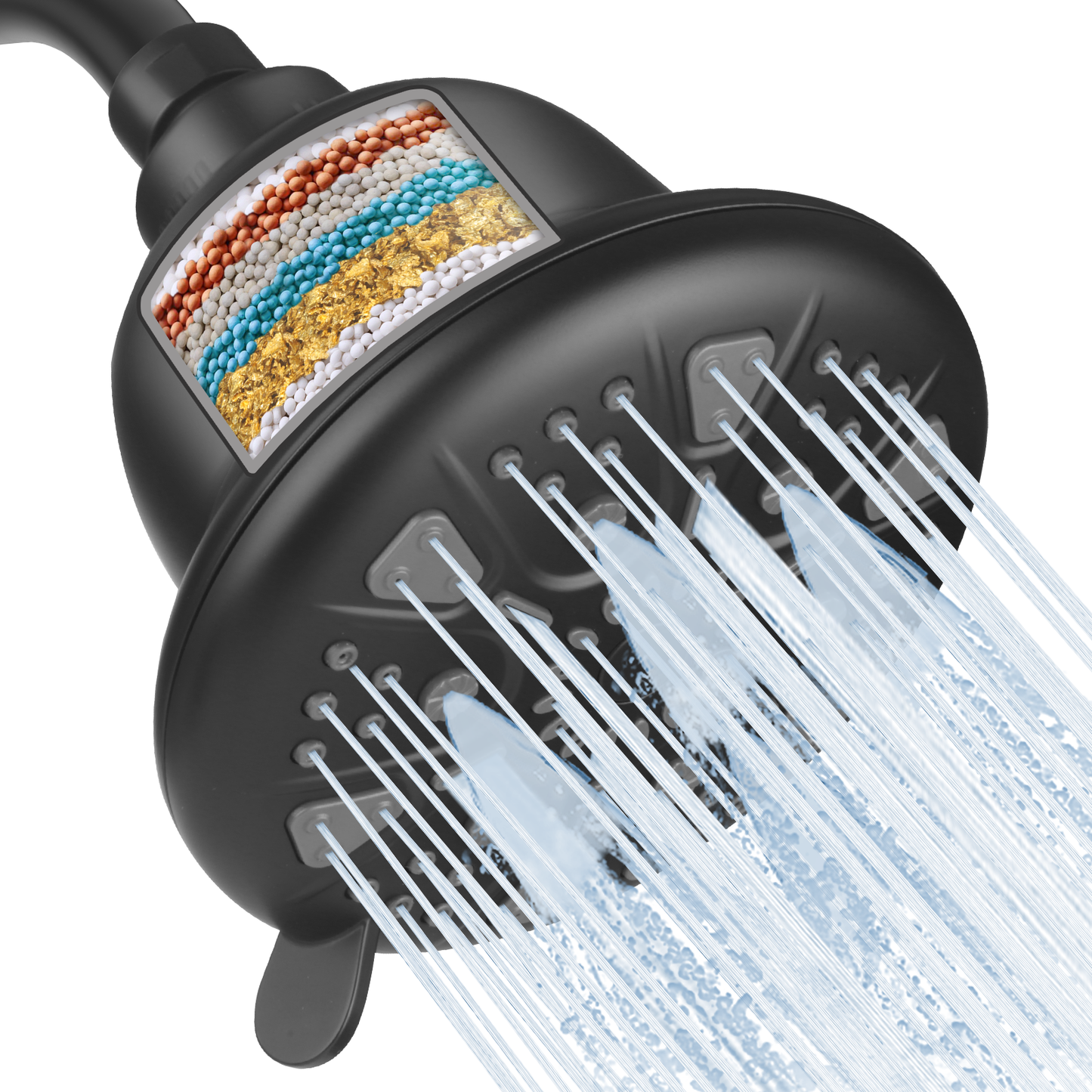 MakeFit Filtered Shower Head - High Pressure Shower Head with filter for Hard Water - Rain Shower Head Water Softener - Luxury 7 Settings Adjustable Water Filter Showerhead