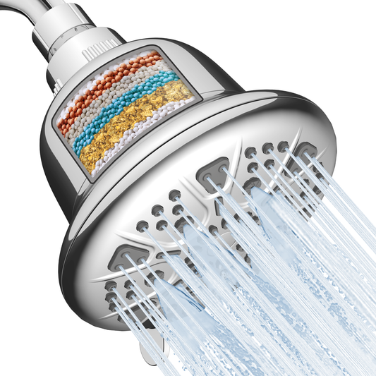 MakeFit Filtered Shower Head - High Pressure Shower Head with filter for Hard Water - Rain Shower Head Water Softener - Luxury 7 Settings Adjustable Water Filter Showerhead