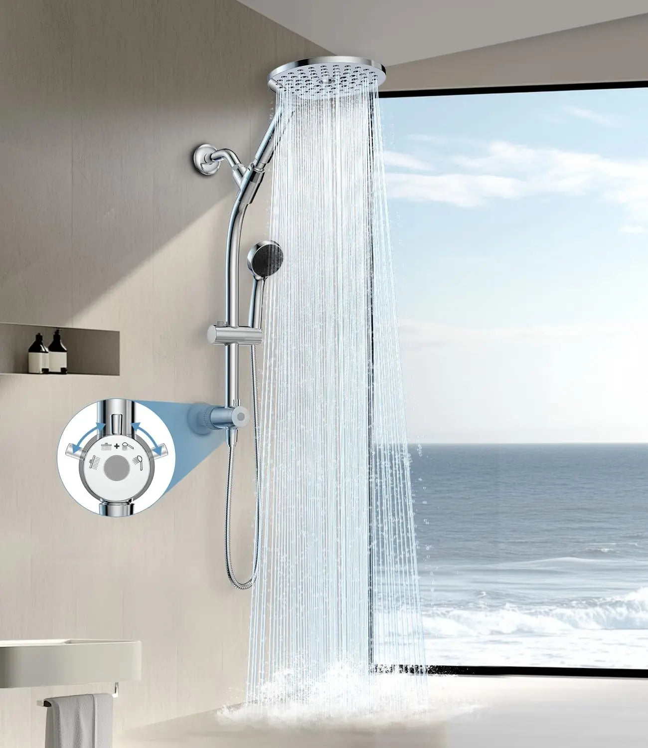 Rainfall Shower Head Combo with Slide Bar.webp__PID:89932fc4-7114-447c-9a2f-7b555c935ebf